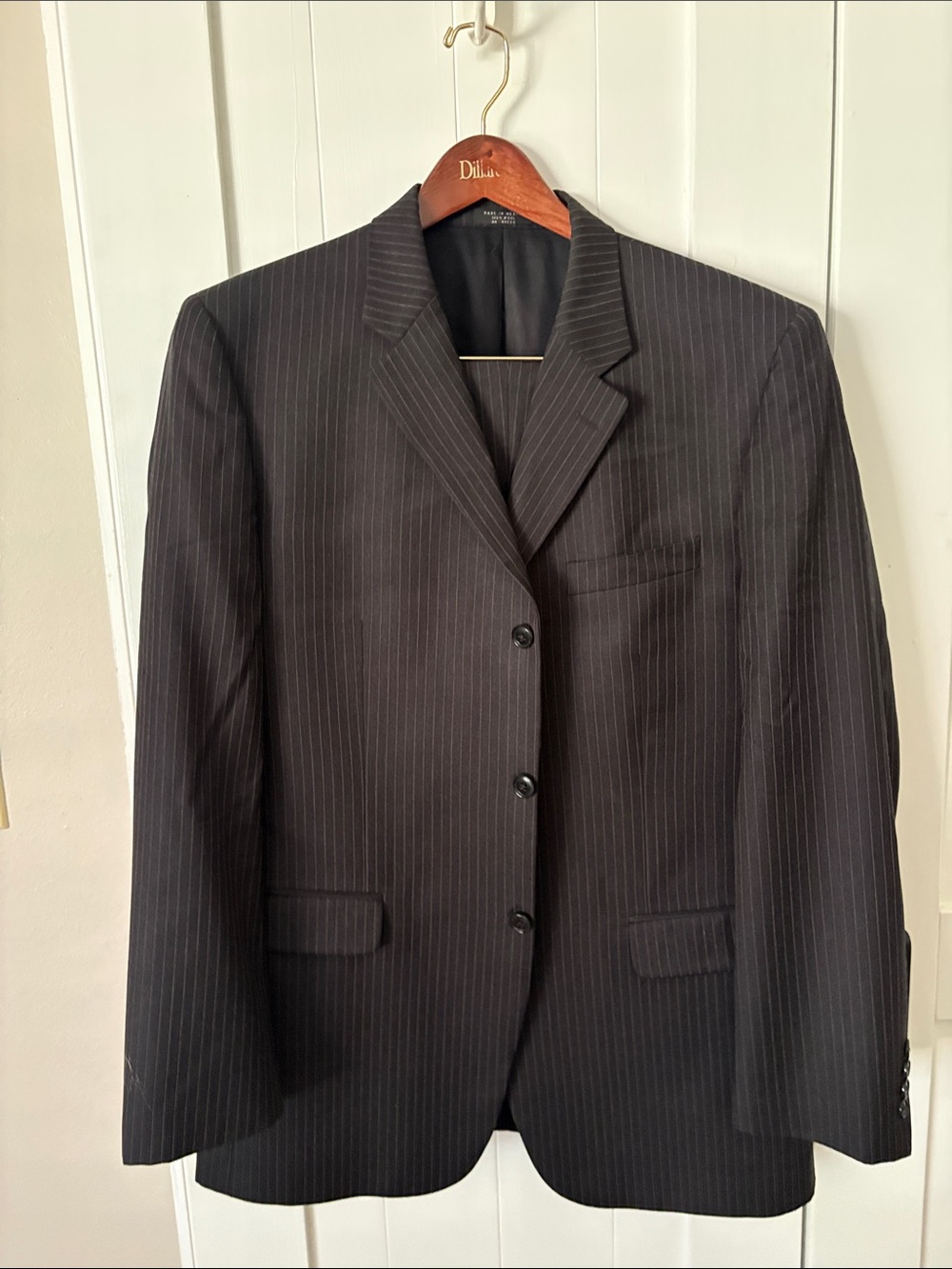 Jones New York Men's Black Pinstripe Suit Jacket